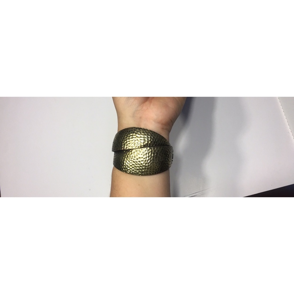 Gold hammered style cuff bracelet